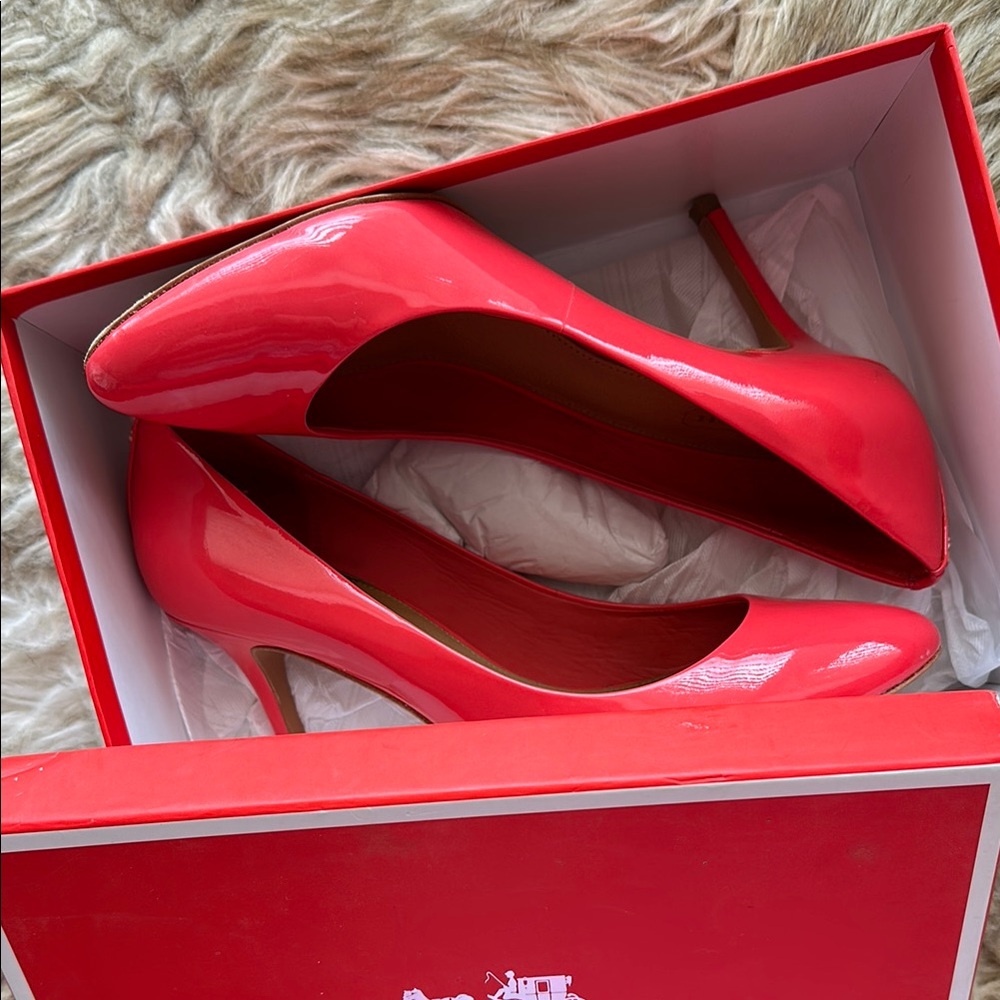 Coach Nala Coral Patent Leather Pumps